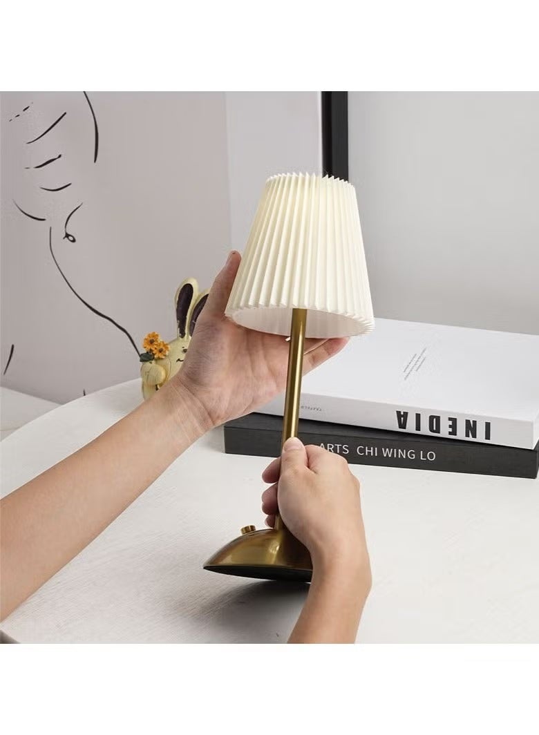 Portable Cordless Table Lamp, Fabric Shade Desk Lamps, 3000mAh Rechargeable Battery Operated Light, 3Color Dimmable Touch Lamp for Dining Room, Living Room, Bedroom, Bedside - Image 3